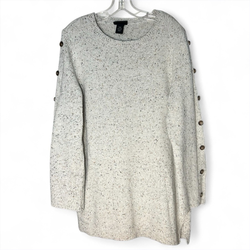 Lane Bryant Women's Knit Sweater Beige Button Wide Sleeve Size 14/16‎